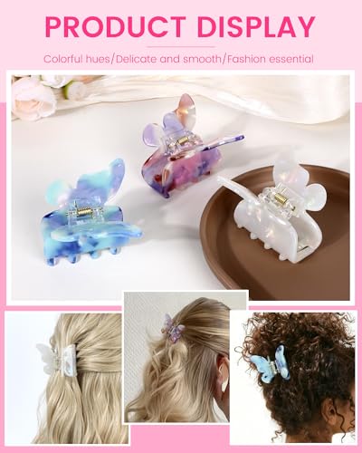 NAISIER 3 Pack Butterfly Hair Clips - Tortoise Shell Jaw Clips