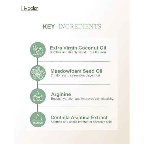 Virgin Coconut oil Face Cream Natural Daily Moisturizer for Dry & Sensitive Skin Deep Hydration, Soothing & Barrier Strengthening 3.53 oz