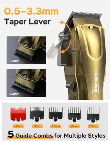 GinJee Cordless Hair Clipper for Men - 7000RPM, 5Hr Battery