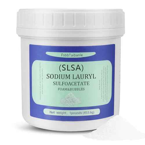 1 Pound of SLSA Powder for Bath Bomb Making, Premium Sodium Lauryl Sulfoacetate Powder, Sodium Lactate for soap Making, Gentle on The Skin. Suitable for Bath TrufflesCrafting Bath Bombs and More