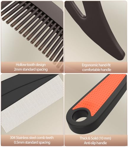 Dandruff Comb 2-Pack – 0.5mm & 2mm Stainless Steel Self-Cleaning Tool