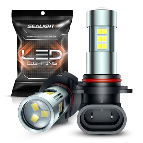 SEALIGHT 9006/HB4 LED Fog Light Bulbs, 360° Illumination 9006 HB4 Fog Lights LED for Car, 6000K Xenon White, 3 MINS Plug-and-Play, Pack of 2