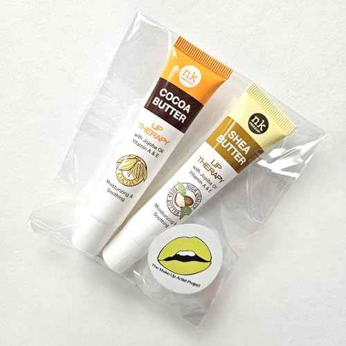 2 Pack Bundle of 1 Shea Butter Lip Therapy and 1 Cocoa Butter Lip Therapy for Moisturizing, Soothing and Nourishing your Dry and Chapped Lips