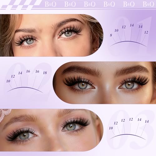 B&Q Flora Lash Clusters Kit 156PCS D-Curl Wet Look