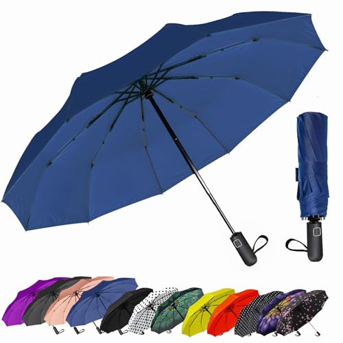 SIEPASA Windproof Travel Compact Umbrella-Automatic Umbrellas for Rain-Compact Folding Umbrella, Travel Umbrella Compact, Windproof Umbrellas for Men Women Teenage.(Navy Blue, 54 Inch)