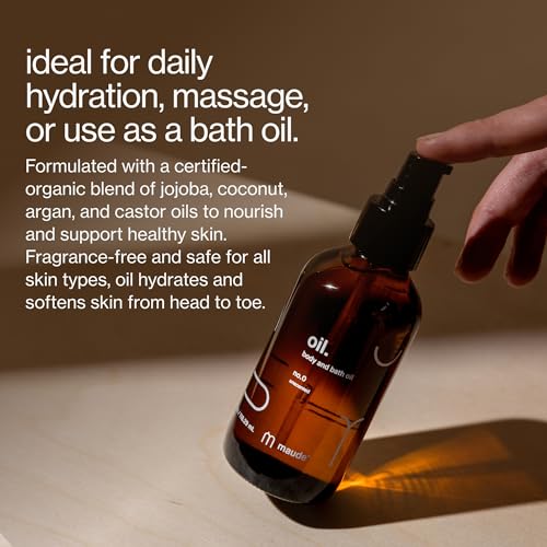 Maude Oil No. 0 - Hydrating Organic Massage + Body Oil - Skin Moisturizer with Jojoba, Coconut + Castor Oil - Rich in Vitamin B + Vitamin E - Relaxing Self Care Gifts (4 fl oz)