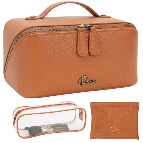 Divvia 3-Piece Travel Makeup Bag Set - Waterproof Vegan Leather Organizer