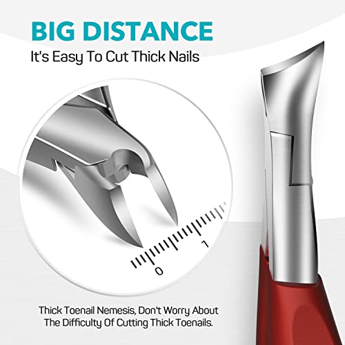 Toenail Clippers for Thick Nails for Seniors - Heavy Duty Toe Nail Clippers for Men & Elderly with Thick Toenails, Professional Nail Clippers with Long Handle for Inflexible Joints, Sharp Curved Blade