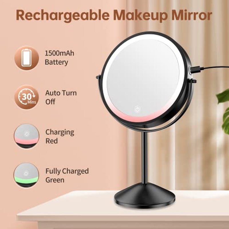 Benbilry 8-Inch Lighted Makeup Vanity Mirror with 1X/10X Magnification