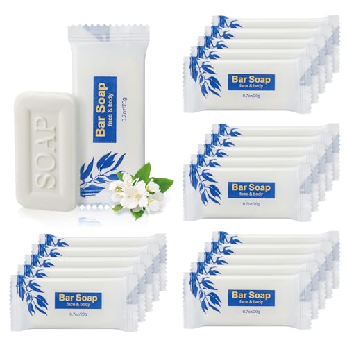 Mini Soap Bars Bulk Individually Wrapped Bulk Bar Soap 0.7oz Travel Soap Small Hotel Soaps Toiletries for Hotel Bathroom Camp RV (50)