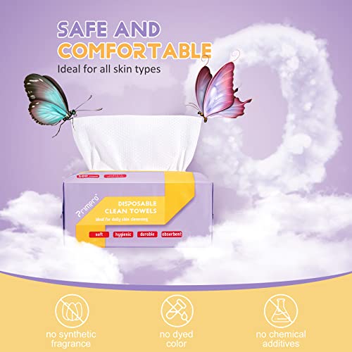 100 Count Disposable Face Towels Ultra Soft Hand Washcloth Lint-Free Dry Wipes Biodegradable Facial Cleansing Towelettes (100 Count 1 Pack)