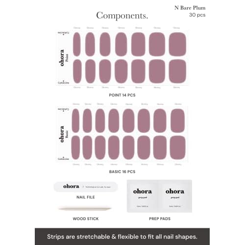 ohora Semi Cured Gel Nail Set of 2 (N Bare Plum & N Cream Rose) - Professional Salon-Quality Nail Care