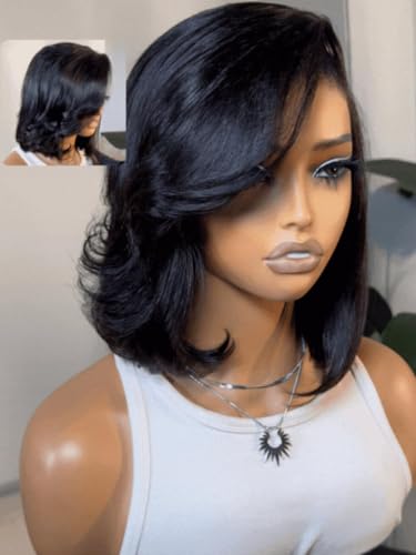 UNICE 12" Short Bob Wig Human Hair Glueless 4X4 Lace