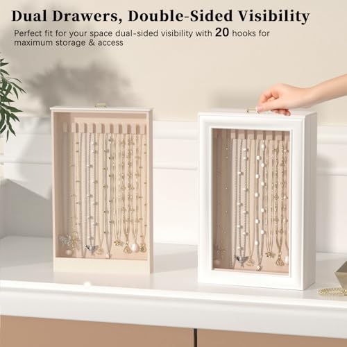 2-Layer Necklace Organizer Box with Dual-Sided Clear Lid