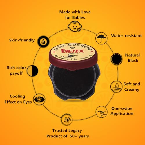Eyetex Kajal Supreme Paste - Black, All Natural, Pack of 10