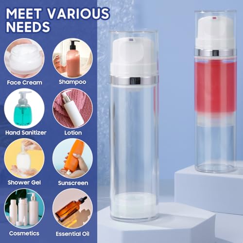 CLISPEED 2PCS 5oz Large Airless Pump Bottles - Travel Size Vacuum Dispenser for Lotions - Creams and Cosmetics Wide Mouth Design for Easy Filling and Dispensing