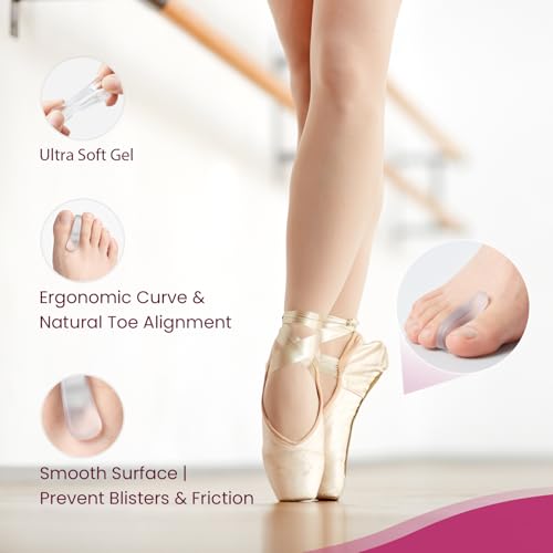 Welnove Gel Toe Spacers for Ballet Pointe Shoes, 8 Pack