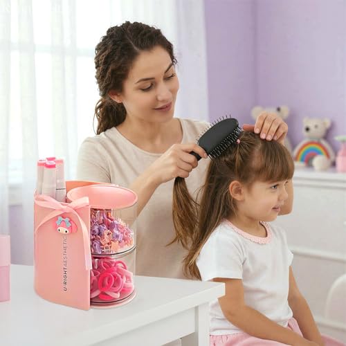 Pink 2-Layer Rotatable Hair & Jewelry Organizer - Clear Acrylic Storage Box