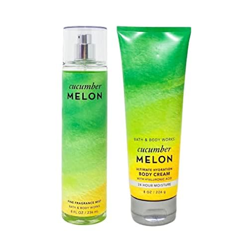Bath & Body Works Cucumber Melon 2 Piece Bundle - Fragrance Mist and Body Cream