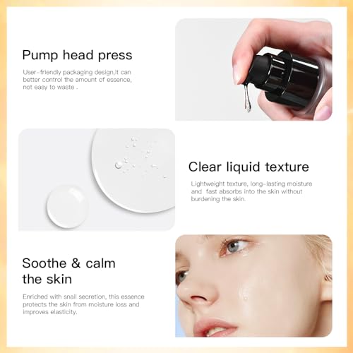 Snail Mucin Serum 96%, Snail Secretion Filtrate 96%, Snail Mucin 96%, Power Repairing Essence, Snail Mucin Essence Face Serum, Hydrating Serum for Face, Eye, and Neck (1PCS)