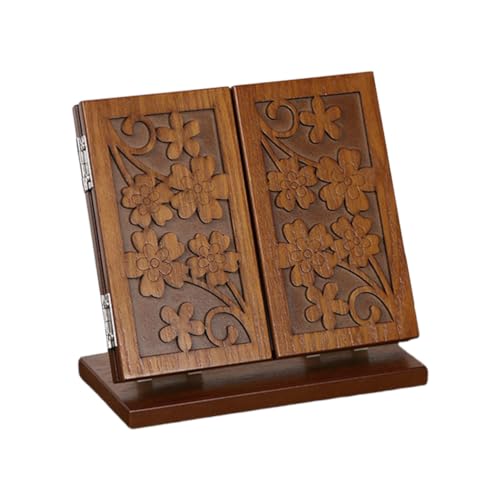 1pc Wood Dressing Table Mirror Wooden Three Mirrors Indoor Desktop Make up Vanity Carved Standing Desk Makeup