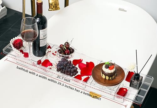 Expandable Acrylic Bath Tray with Wine & Book Holder