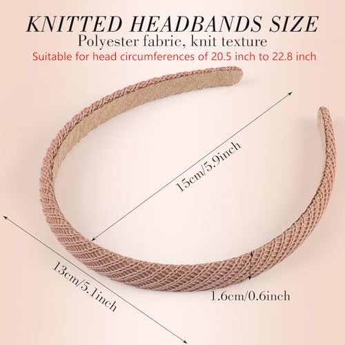 Obeoby 6 Pack Non-Slip Knitted Headbands for Women - Brown Series