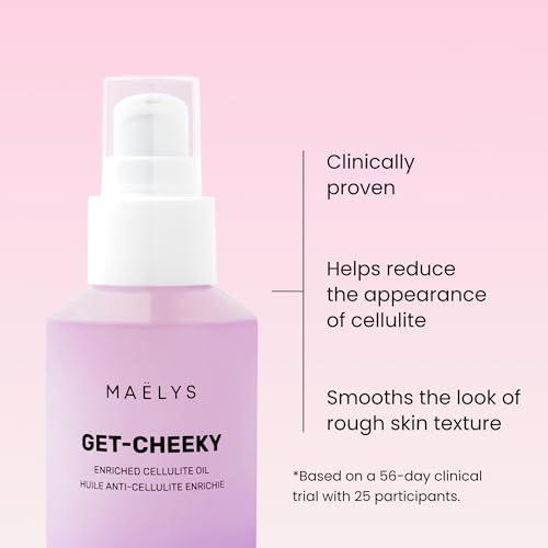 MA?LYS GET-CHEEKY Body Oil for Women - Cellulite Massage Oil with Shea Butter & Vitamin E - Skin Oil for Massage Therapy & After Shower Use - Helps Reduce the Look of Dimpled Skin (2 Fl Oz)