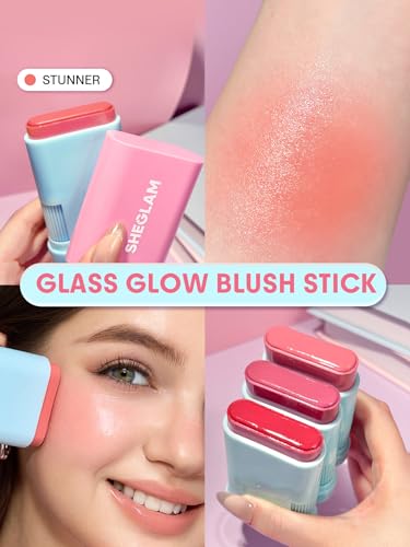 SHEGLAM Glass Glow Blush Stick - Waterproof Hydrating Cheek & Lip