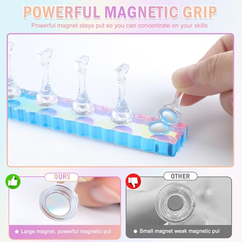 Magnetic Nail Stand Kit for Press Ons - 10 Stands with Heart Base