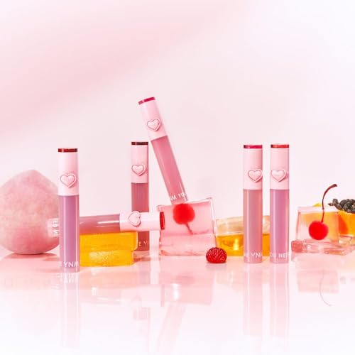 YNM Heart Jelling Tint, PAPAYA JELLING, Silicone Lip Brush Included, K-Beauty, Non-Sticky, Moisturizing, Smudge-Proof, Korean Lip Tint, Long-Lasting, Vivid Color, 0.09 oz