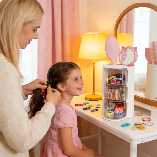 Rotating Hair Accessory Organizer - 3-Layer Makeup Brush Holder