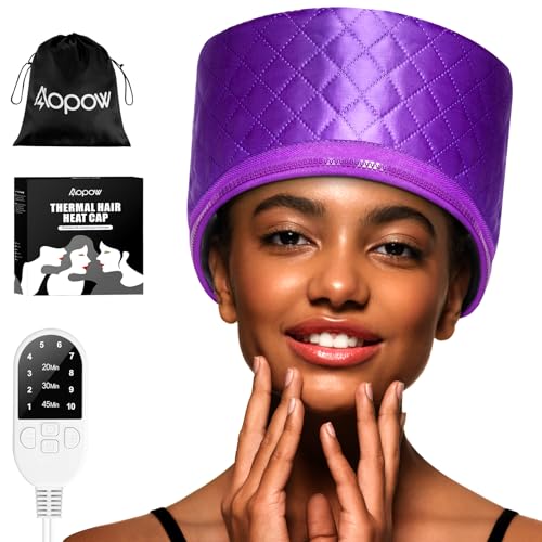 Aopow Purple 10-Level Heated Steam Cap for Deep Conditioning & Hair Steaming