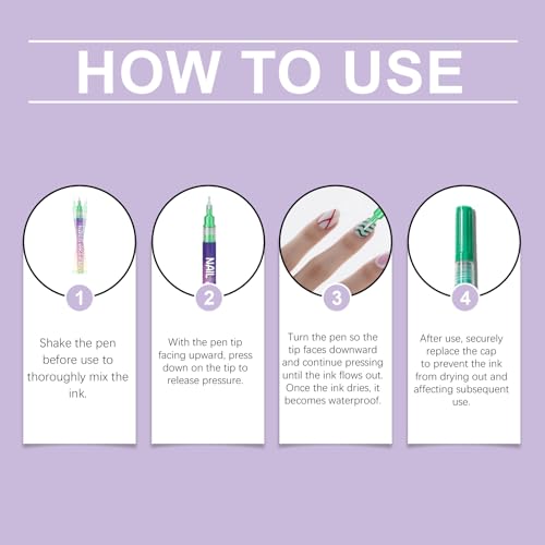 12 Color Nail Polish Pen Set for Gel Nail Art - Yewmow