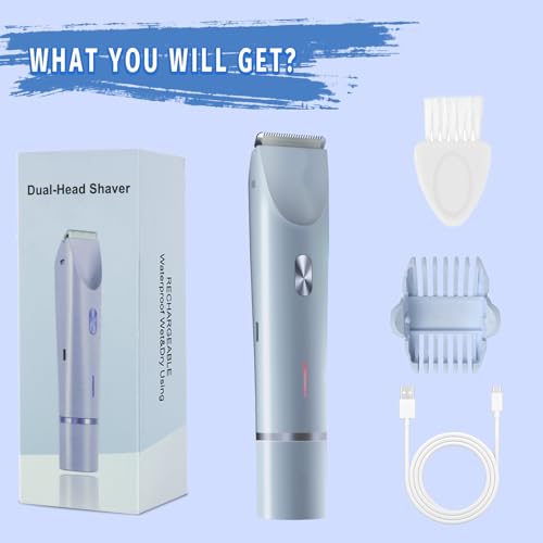 Women’s Waterproof Bikini Trimmer & Facial Hair Remover - 2-in-1 Electric Razor, Blue