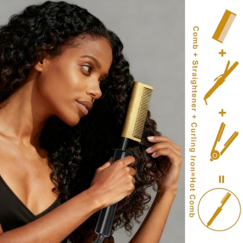 Electric Hot Comb for Wigs & Black Hair, 450°F Ceramic
