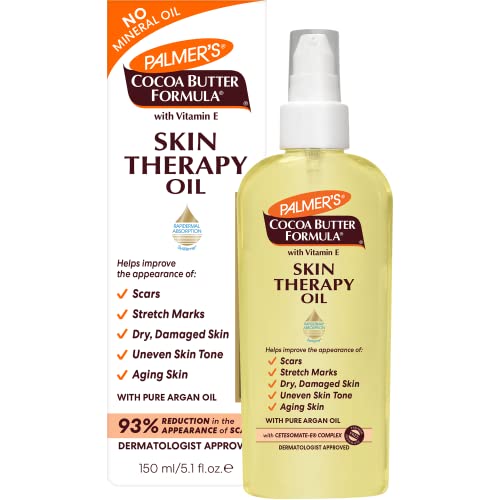 Palmer's Cocoa Butter Formula Skin Therapy Moisturizing Body Oil with Vitamin E & Pure Argan Oil, Deep Body Moisturizer for Dry, Damaged Skin, Scars or Stretch Marks, 5.1 Fl Oz (Pack of 3)