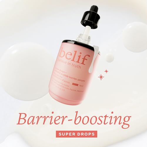 belif Super Drops Retinol & Peptide Barrier Serum | Firming Anti-Aging Serum for Boosting Skin Elasticity, Reducing Pore Appearance & Hydrating with Hyaluronic Acid