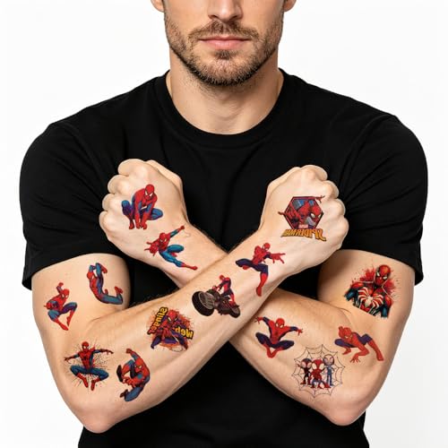 60Pcs Cartoon Spider Temporary Tattoos for Kids & Teens