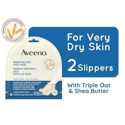 Aveeno Repairing CICA Foot Mask with Prebiotic Oat & Shea Butter, 1 Pair
