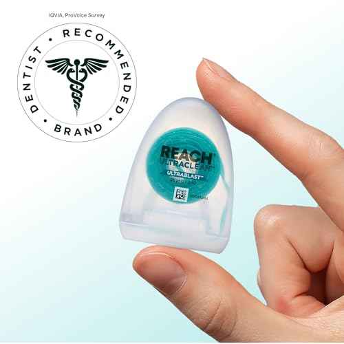 REACH¢ç ULTRACLEAN ULTRABLAST, Cool Mint Dental Floss, Plaque Remover for Teeth, Shred Resistant, Waxed, Easy on Gums & Teeth, Fresh Breath, Oral Care, PFAS Free, for Adults & Kids, 3 PK, 25 YD