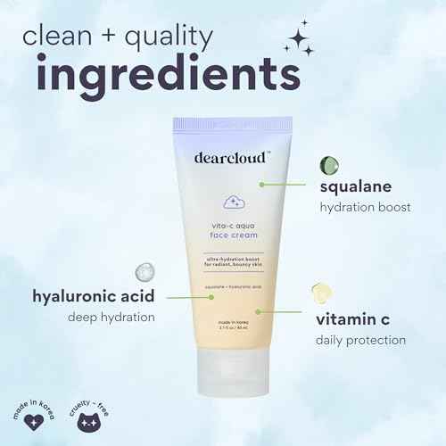 dearcloud Vita-C Aqua Face Cream ? Face Moisturizer with Vitamin C, Squalane Oil for Face, Hyaluronic Acid Serum Hydration ? Moisturizer for Women and Men (2.7 fl oz)
