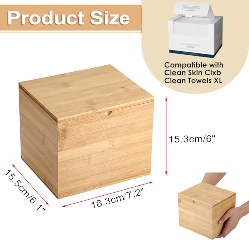 Bamboo Face Towel Holder with Lid - Bathroom Storage Box