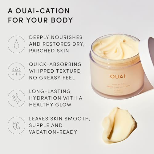OUAI St. Barts Body Cream - Hydrating Whipped Moisturizer with Cupuaçu Butter & Coconut Oil (7.5 Oz)
