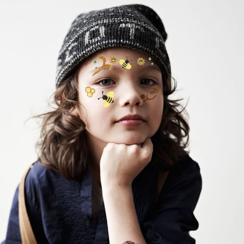 Bee Face Temporary Tattoo Stickers - 2pc Yellow