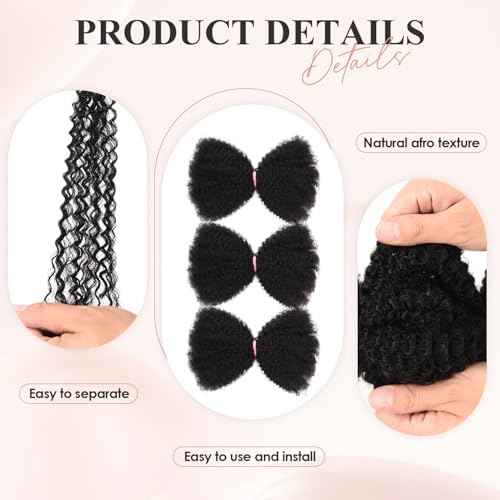 Teresa Springy Afro Twist Human Hair for Braids and Dreadlocks, Natural and Soft pre Fluffed Spring Twist Hair Can be Dyed and Bleached (18 Inch, 50g/Pack)