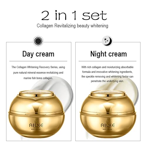 AILKE Skin Glowing Day & Night Face Cream, Clean Skin, Nourishing, Boost Radiance, With Algae Extract, Collagen, Clean Stains For Men And Women