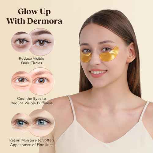 DERMORA Golden Glow Under Eye Patches (100 Pairs Eye Gels) | Rejuvenating Treatment | Dark Circles, Puffy Eyes, Refreshing, Revitalizing, Travel, Wrinkles