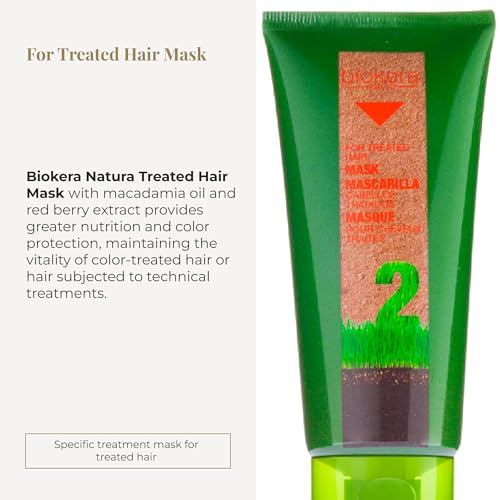 SALERM - Colored Hair Mask - Treated Hair Mask Biokera Natura - 200 ml - Protects Color and Hair Fiber - with Macadamia Oil and Red Berry Extract - Extra Nutrition