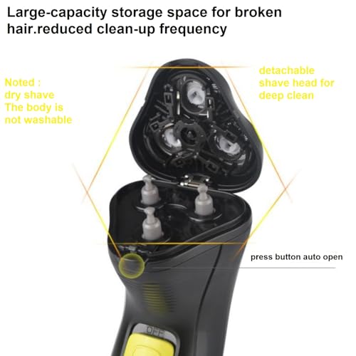 Professional Corded Electric Shaver,Self Bald Head Razor,3D Rotary Shaver for Man,Close Shave Face & Head,Pop-up Trimmer for Bold Hair Stubble Beard,12v Powerful Motor,Corded Power Supply